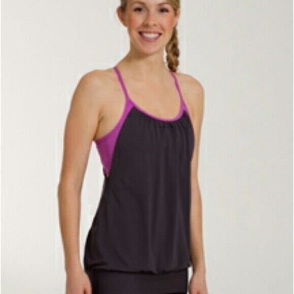 Lululemon No Limits Tank Top 2-in-1 Built In Shelf Bra Purple Black Womens 2/4 - Picture 5 of 5